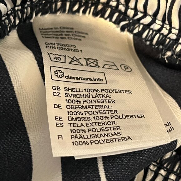 H and M Pants Womens Plus Size 24 Satin Wide Leg High Rise Blue Striped Casual - Picture 12 of 12